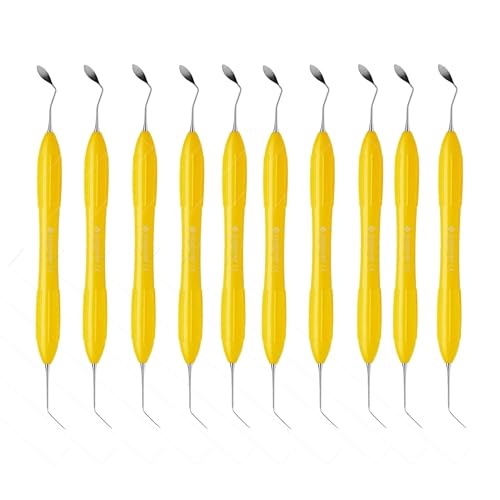 Solo Anterior Instrument Yellow Silicone Handle Precision Contouring and Modeling Tool Stainless Steel Double Ended Design for Educational and Professional Set of 10