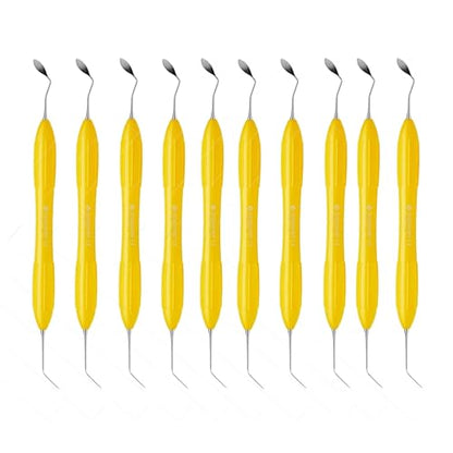 Solo Anterior Instrument Yellow Silicone Handle Precision Contouring and Modeling Tool Stainless Steel Double Ended Design for Educational and Professional Set of 10