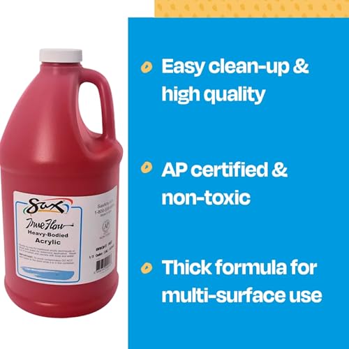 Sax Heavy Body Acrylic Paint for School and Arts and Crafts Use, Bright Red, 1/2 Gallon