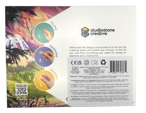 STUDIOSTONE CREATIVE DIY Arts & Crafts Carving Kit Kids Adults Bear & Wolf Sculpture Soapstone