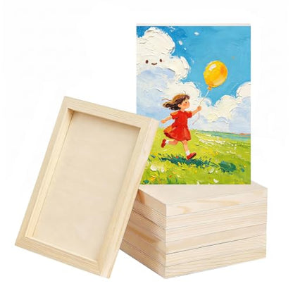 6 Pack Blank Wood Panel Boards, Unfinished Wood Canvas Panels for Crafts, Painting Canvas, DIY Art Projects, Pouring, Arts Use with Oils, Acrylics (10 * 12inch) - size: 10*12inch