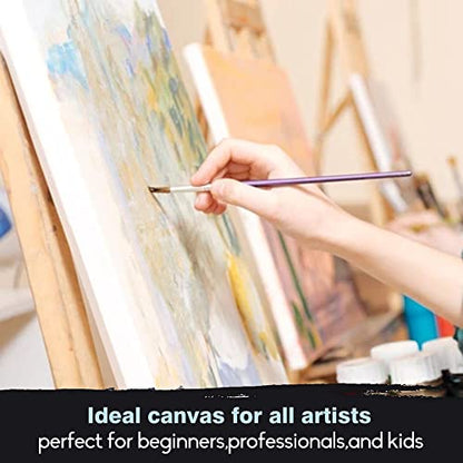 CONDA 8x8 inch Stretched Canvas for Painting, Pack of 8, 100% Cotton, 5/8 Inch Profile Value Bulk Pack for Acrylics, Oils Painting - size: 8x8 inch, 8 Pack