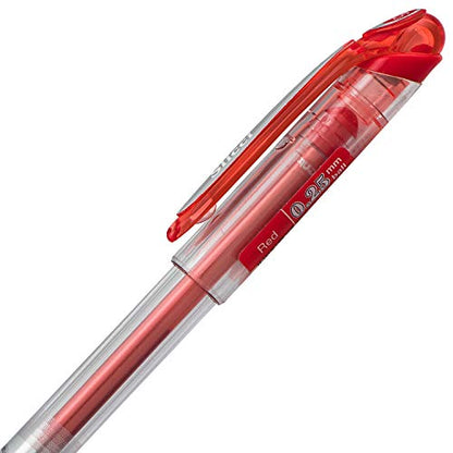Pentel Arts Slicci 0.25 mm Extra Fine Gel Pen, Red Ink, Box of 12 (BG202-B) - color: Red, size: 12 Count (Pack of 1), style: 0.25mm