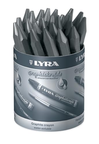Lyra Non-Toxic Water Soluble Graphite Crayon, 9B Tip, Pack of 12