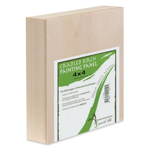 American Easel 4 Inch by 4 Inch by 1 5/8 Inch Deep Cradled Painting Panel