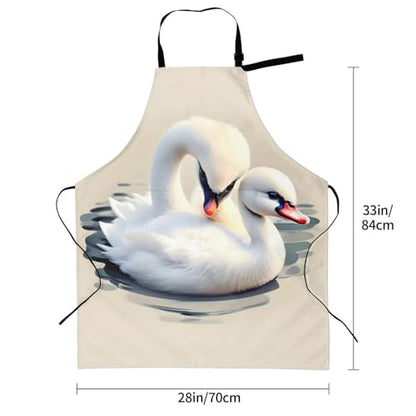 Cartoon heart sun Heavy Duty Waterproof Apron with Pockets for AdultsResistant Grilling, Gardening, Painting - color: Cute Little Swan