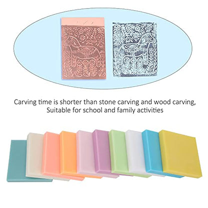 10 Pcs Rubber Carving Blocks, Rubber Stamps Stamp Carving Blocks DIY Rubber Carved Blocks Crafts Accessories Soft and Easy to Carve