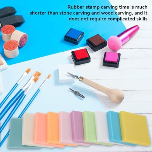 10 Pcs Rubber Carving Blocks, Rubber Stamps Stamp Carving Blocks DIY Rubber Carved Blocks Crafts Accessories Soft and Easy to Carve