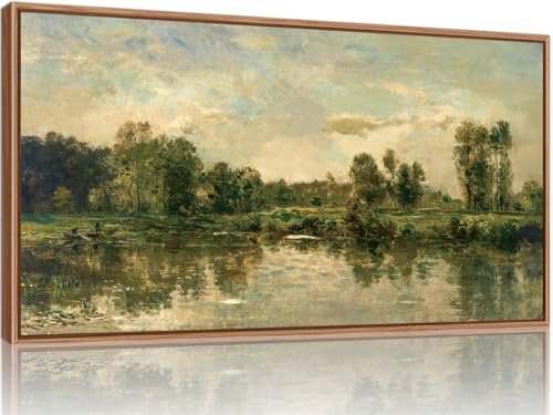 Tinonedraw Vintage Nature Framed Canvas Wall Art Set of 3, French Country Wall Decor, Rustic Landscape Farmhouse Art Paintings, Olive Green Trees Art Prints for Living Room Bedroom Office 20"x40" - color: French Country, size: 40L" x 20W"