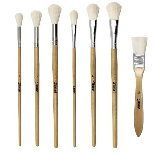 Sdanart Gilding Brush Set,7 PCS Professional Goat Hair Blend Mop Brush Set for Acrylic Gouache Watercolor Oil Painting Gold foil and Gold Leaf Sheets
