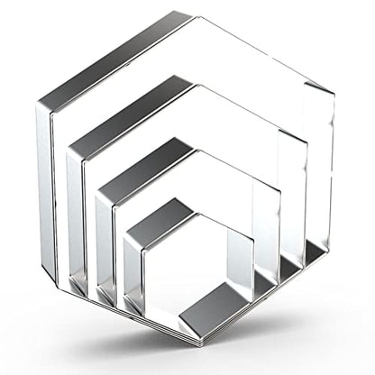 Hexagon Cookie Cutter Set Large - 5 Inch, 4 Inch, 3 Inch, 2 Inch - Honeycomb Geometric Frame Plaque Cookie Cutters Shapes Molds - Stainless Steel - color: Hexagon