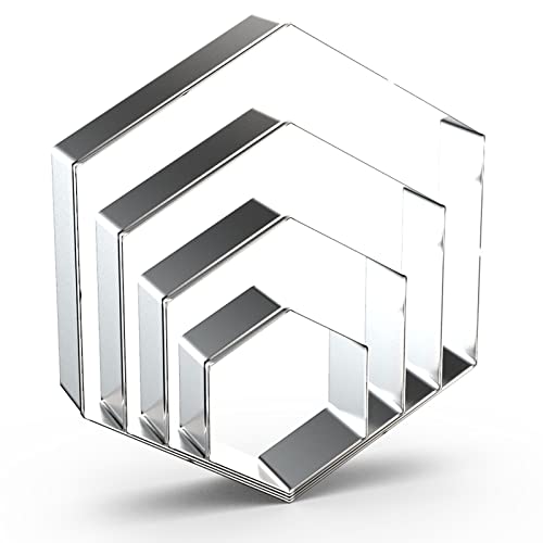 Hexagon Cookie Cutter Set Large - 5 Inch, 4 Inch, 3 Inch, 2 Inch - Honeycomb Geometric Frame Plaque Cookie Cutters Shapes Molds - Stainless Steel - color: Hexagon