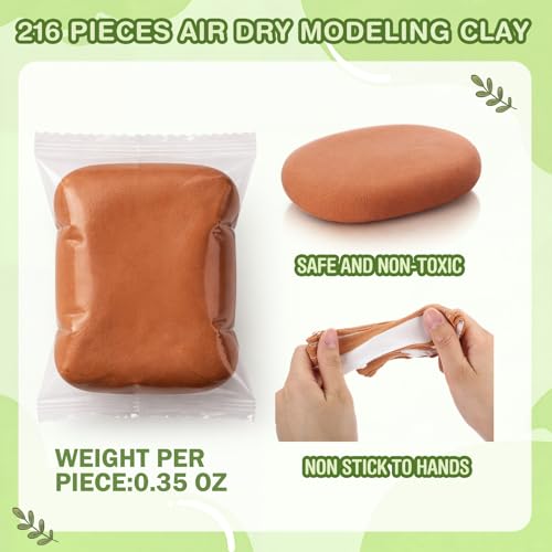 VioraWhite 216 Pcs 76 oz Brown Air Dry Clay Bulk Ultra Light Modeling Clay for Kids DIY Magic Foam Gifts Safe and Non Toxic for Sculpting Boys Girls Kids School Birthday Gifts