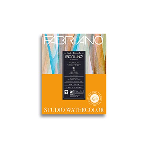 Fabriano Studio Watercolor Pad, Hot-Press, 8" x 10", 90 lb., 20 Sheets - color: White, size: 8 x 10, style: Hot-Press 90lb