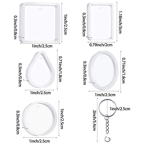 WILLBOND 67 Pieces Resin Keychain Mold Silicone with Hole, Resin Molds Silicone Keychains Making Kit with Keychain Rings Dried Flower Round Sequins for Keychains Pendant Jewelry Making Supplies
