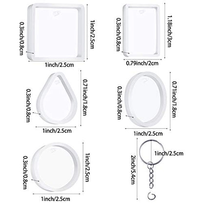 WILLBOND 67 Pieces Resin Keychain Mold Silicone with Hole, Resin Molds Silicone Keychains Making Kit with Keychain Rings Dried Flower Round Sequins for Keychains Pendant Jewelry Making Supplies