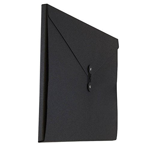 JAM PAPER Kraft Portfolio with Button and String Closure - Jumbo - 12 1/2 x 16 1/2 x 1/2 - Black Recycled - Sold Individually - color: Black Recycled, size: Jumbo (12 1/2" x 16 1/2" x 1/2")