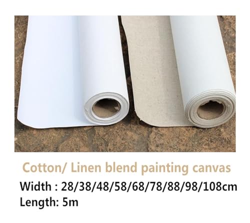 Blank Canvas Roll 5m Long - Artist Primed Linen Blend / 100% Cotton Blank Primed Painting Canvas Roll - Perfect for Artists, Arts and Crafts - color: 88cm Wide Cotton
