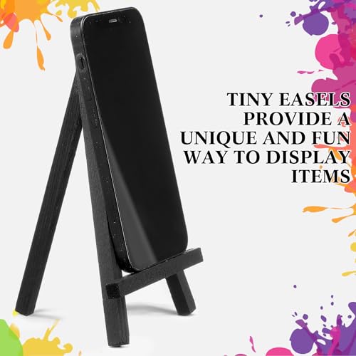 Chuangdi 12 Pieces 6.3 Inch Black Mini Wood Display Easel, Holder for Small Canvases, Cards, Photos, Notices, Etc - size: 6.3 Inch