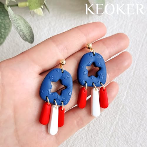 KEOKER Polymer Clay Texture Sheets, Stars Clay Texture Mat, Polymer Clay Earrings Tools on Independence Day or 4th of July, Like Polymer Clay Rollers, Great Work with Polymer Clay Cutters (Stars)