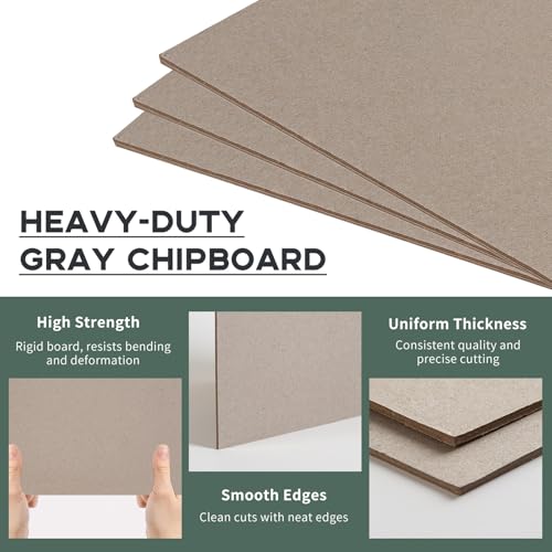 Heavy-Duty Chipboard Sheets 8.5 x 11-20 Pcs, Goefun 80pt/2mm Thick Greyboard Book Board for Book Binding, Scrapbooking, Photo Backing, DIY Projects - size: 8.5x11