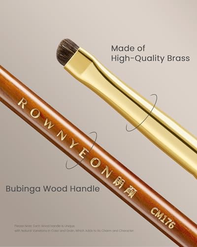 Desert Oak Series Aegyo-Sal Brush Duo - Under-Eye Highlight & Contour Set with Pony Hair, Bubinga Handle (CM175 + CM176) - color: CM-0175+CM-0176, size: 2 Piece
