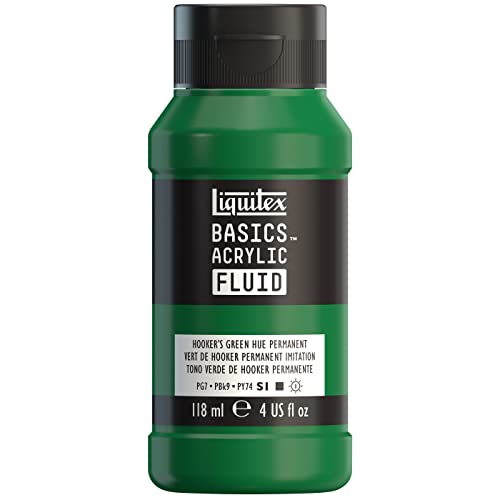 Liquitex BASICS Acrylic Fluid Paint, 118ml (4-oz) Bottle, Hookers Green Permanent Hue - color: Hookers Green Permanent Hue, style: 118ml (4-oz)