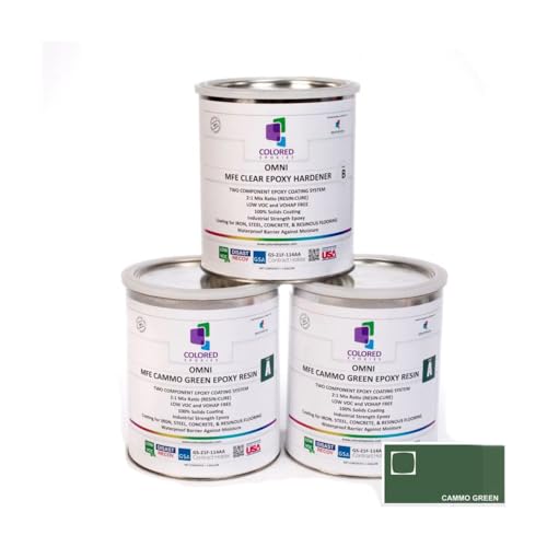 Colored Epoxies Cammo Green Epoxy Resin Coating Made with Beautiful and Vibrant Pigments, 100% Solids, Concrete and Plywood. 3 Gallon Kit - color: Cammo Green, style: 3 Gallon Kit