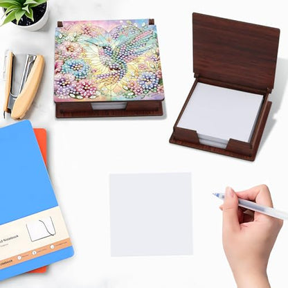 MVVMTOP Diamond Painting Kit memo Box, Diamonds Art DIY Hummingbird Patterns Sticky Note Box Special Shape Drill, with 160 Sticky Note, Ideal for Home Office Supplies, Handicrafts, Holiday Gifts - color: Hummingbird