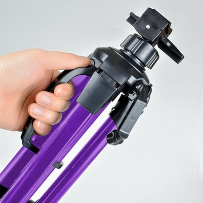 Easel for Painting, Portable & Foldable Easels Stand, Height-Adjustable 22'' to 62'', Equipped with Tray, Water Bucket Hook, Spirit Level, Compass & Carrying Bag for Art Display,Travel - Purple - style: Purple