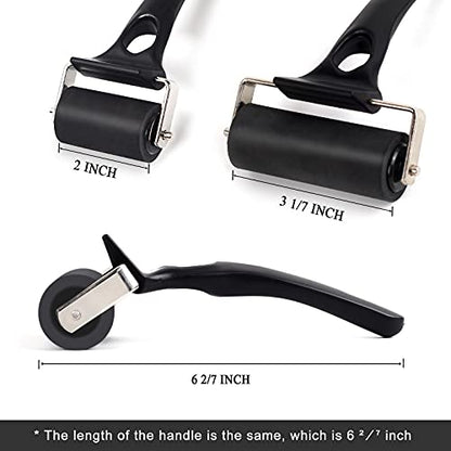 Falling in Art 2 Pack Rubber Roller Brayer for Crafting - Ink Roller Tool for Printmaking, Glue, Block, Wallpaper, Vinyl, Stamping, 2 Inches + 3 1/7 Inches - size: 2 Inches + 3 1/7 Inches, style: 2 Inches + 3 1/7 Inches