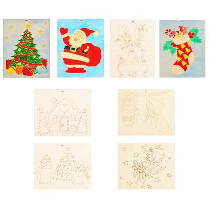 Piatoeke 16PCS 5.9×4.7in Unfinished Wooden Christmas Cutouts Board for Kids Painting, Wood Crafts DIY Fun Things to Paint and Hang (Christmas) - color: Christmas