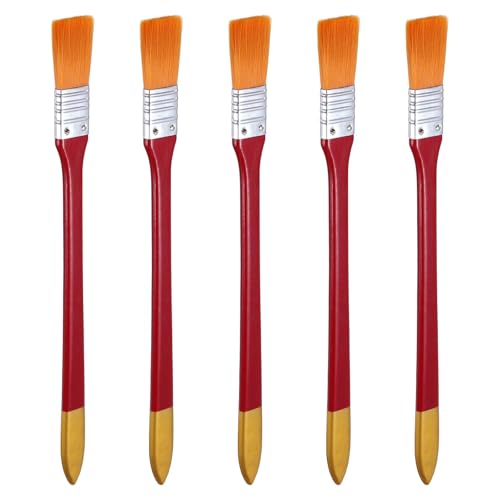 uxcell 5 Pcs Flat Paint Brush 0.79" Width Nylon Acrylic Painting Brushes Professional Paint Tools with Wooden Handle Orange Bristles for Watercolor Oil Crafts Face Body Art, Red/Yellow - size: 0.79"