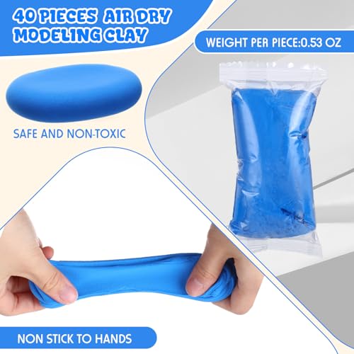 VioraWhite 40 Pcs 21oz Air Dry Clay Bulk Modeling Ultra Lightweight Foam Modeling Clay for Kids Adults DIY Crafts Party Arts and School Project Gifts Supplies(Blue) - color: Blue