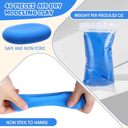 VioraWhite 40 Pcs 21oz Air Dry Clay Bulk Modeling Ultra Lightweight Foam Modeling Clay for Kids Adults DIY Crafts Party Arts and School Project Gifts Supplies(Blue) - color: Blue