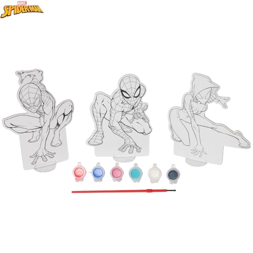 Innovative Designs Marvel Spiderman Canvas Paint Set for Kids with 3 Canvases, Acrylic Paint, Paintbrush & Stands - color: Spiderman