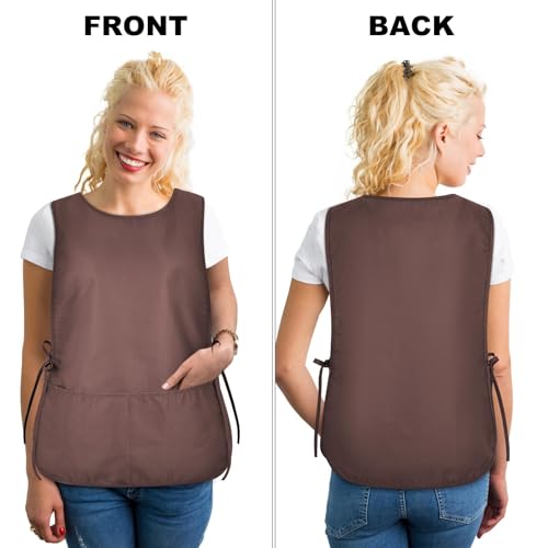 TFTAFAN Cobbler Apron Unisex Waterproof Apron with 2 Deep Pockets Art Smock for Painting Cleaning Artiest Apron work kitchen - color: Coffee