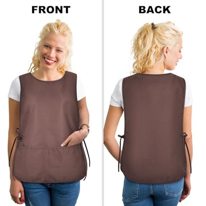 TFTAFAN Cobbler Apron Unisex Waterproof Apron with 2 Deep Pockets Art Smock for Painting Cleaning Artiest Apron work kitchen - color: Coffee