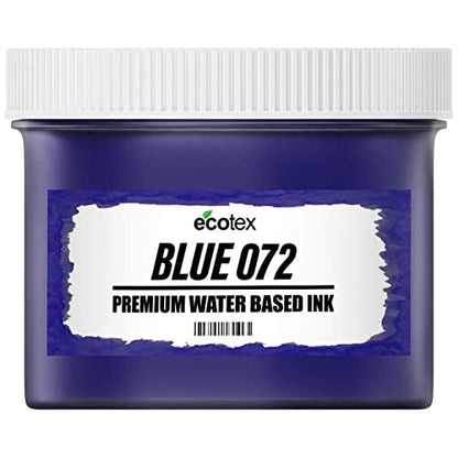 Ecotex® Screen Printing Ink Blue 072 (8oz.) - Water Based Fabric Ink, Silk Screen Paint - Screen Print Direct®, USA Made - color: Blue 072, size: 8 fl oz