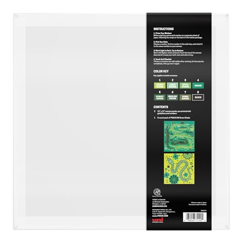 POSCA Canvas Paint by Number Kit, Swamp & Slither - 8 Acrylic Markers with 2 Pre-Drawn Canvases - Gift Set for Artists, Adults and Kids - color: Swamp & Slither