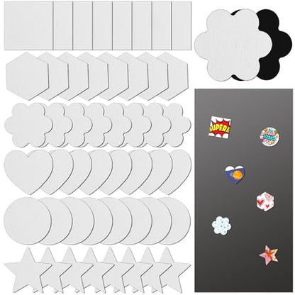 48 Pcs Magnetic Canvas Panel Mini Canvas Boards for Painting Blank Locker, 3 Inch Small Bulk Canvases with Magnet Backing for DIY Art, Crafts, Fridge & Office Decor (6 Styles)
