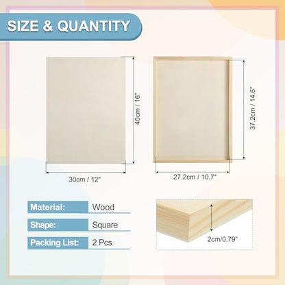 MECCANIXITY 2 Pack Wood Canvas Boards, 12x16 Inch Art Canvases Square Unfinished Wood Panel for Painting, Crafts, DIY Projects, Pouring Art - size: 12x16 Inch
