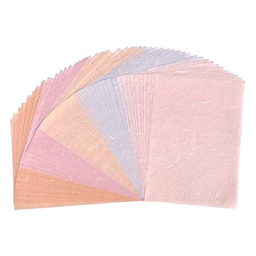 A4 Natural Fiber Mulberry Paper Sheets Art Tissue Washi Paper Design Craft Art Origami Suppliers Card Making Writing Painting 50 Sheets (Pink Pastel Tone, A4) - color: PinK Pastel Tone, size: 8.3 X 11.7 Inch