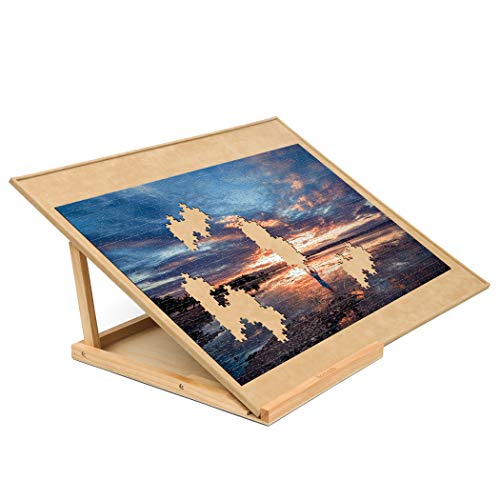 Becko US 1000-pc Jigsaw Puzzle Board with Bracket/Stand, Portable Jigsaw Puzzle Table with 2 Angle Adjustments, Premium Smooth Flannel Surface, for 1000 Piece Horizontal/Vertical Jigsaw Puzzles - size: 1000 Piece