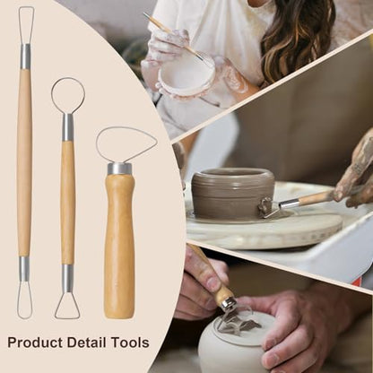 Amrules Clay Tools Kit, 43 PCS Pottery Tools, Practical Polymer Clay Sculpting Tools Kit, Air Dry Clay Tools Set for Beginner, Adults, Pottery Craft, Carving, Drawing, Molding, Modeling, Shaping - color: Lightyellow-43Pcs