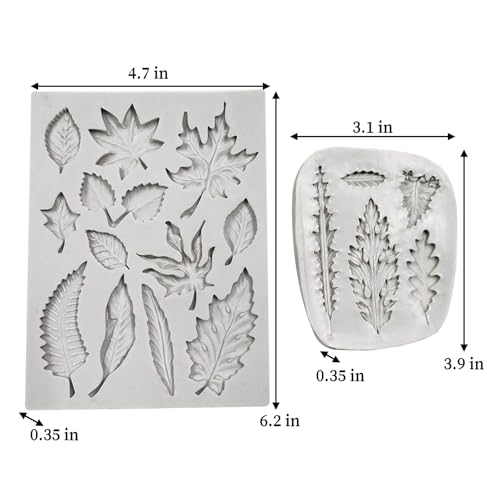2PCS Leaf Silicone Molds, Tree Leaves Shape Cake Fondant Mold, 3D Unique Chocolate Candy Jello Biscuit Dessert Mold, Resin Plaster Polymer Clay Soap Mold, Cake Decorating Tool - color: 2pc leaf