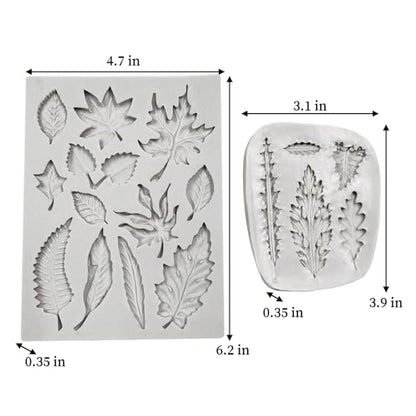 2PCS Leaf Silicone Molds, Tree Leaves Shape Cake Fondant Mold, 3D Unique Chocolate Candy Jello Biscuit Dessert Mold, Resin Plaster Polymer Clay Soap Mold, Cake Decorating Tool - color: 2pc leaf