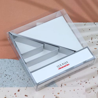 45/90 Degree Triangle Cookie Cutter Set - 5 inch, 4 inch, 3 inch, 2 inch - Half Square Right Angle Triangle Geometric Frame Plaque Cookie Cutters Shapes Molds - Stainless Steel - color: Triangle-45/90 Degree