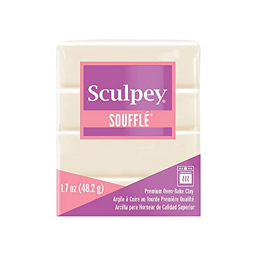 Sculpey Soufflé Polymer Oven-Bake Clay, Ivory, Non Toxic, 1.7 oz. bar, Great for Jewelry Making, Holiday, DIY, Mixed Media and More! Premium Light-Weight Oven Bake Clay. (SU 6647)