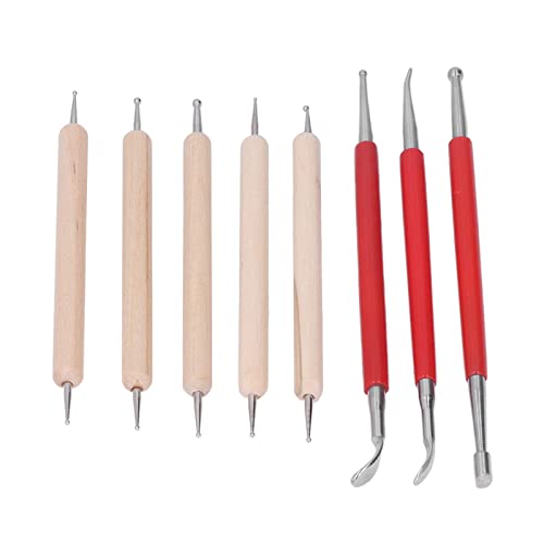 Double End Tracing Dotting Stylus, Small Portable Engraving Stylus Set with Stainless Steel Tips for Modeling Carving Smoothing Clay Ceramic Sculpture DIY Crafts
